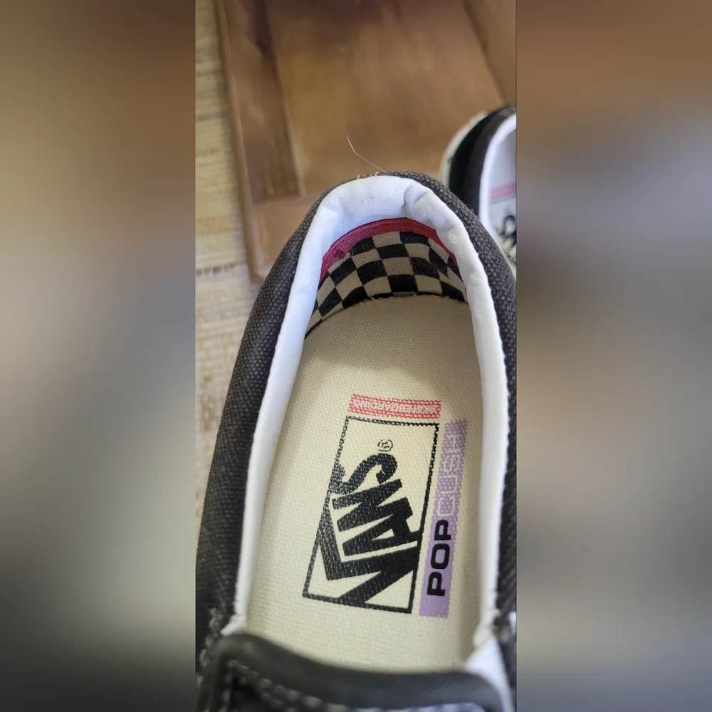 Vans Skate Slip-On Shoes Black/White PopCush Suede/Canvas 5.5 EUC - Picture 5 of 10